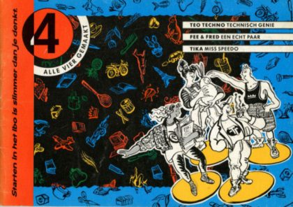 Voorbeeld strip – Alle vier gemaakt, Starten in het lbo is slimmer dan je denkt (1990)